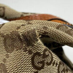 Gucci Canvas GG Handbag Brown Studded